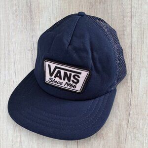 Vans Navy Mesh Trucker Hat Since 1966 Patch Adjustable Snapback Skate Surf Cap